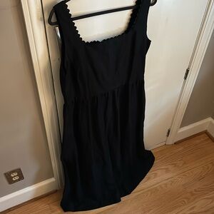 New with tags, Ann Taylor black linen midi dress with scalloped detailing